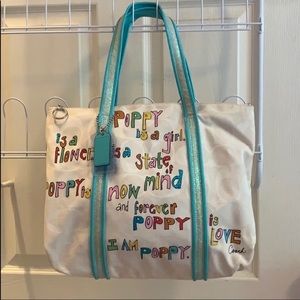 Coach Poppy Tote and Matching Pouch/Wristlet
